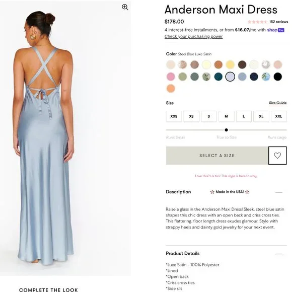 Show Me Your MuMu Anderson Maxi Dress Steel Blue Luxe Satin - Bridesmaid - Picture 2 of 8